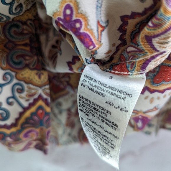 Chicos Shirt Women XL 3 Pink White Paisley Non Iron Wrinkle Button Up Back - Picture 10 of 12